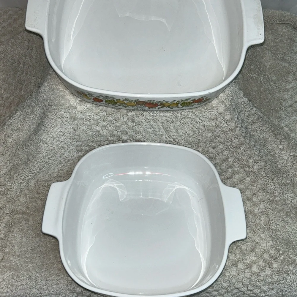 Corningware White Dish with Fruit and Floral‎ Pattern